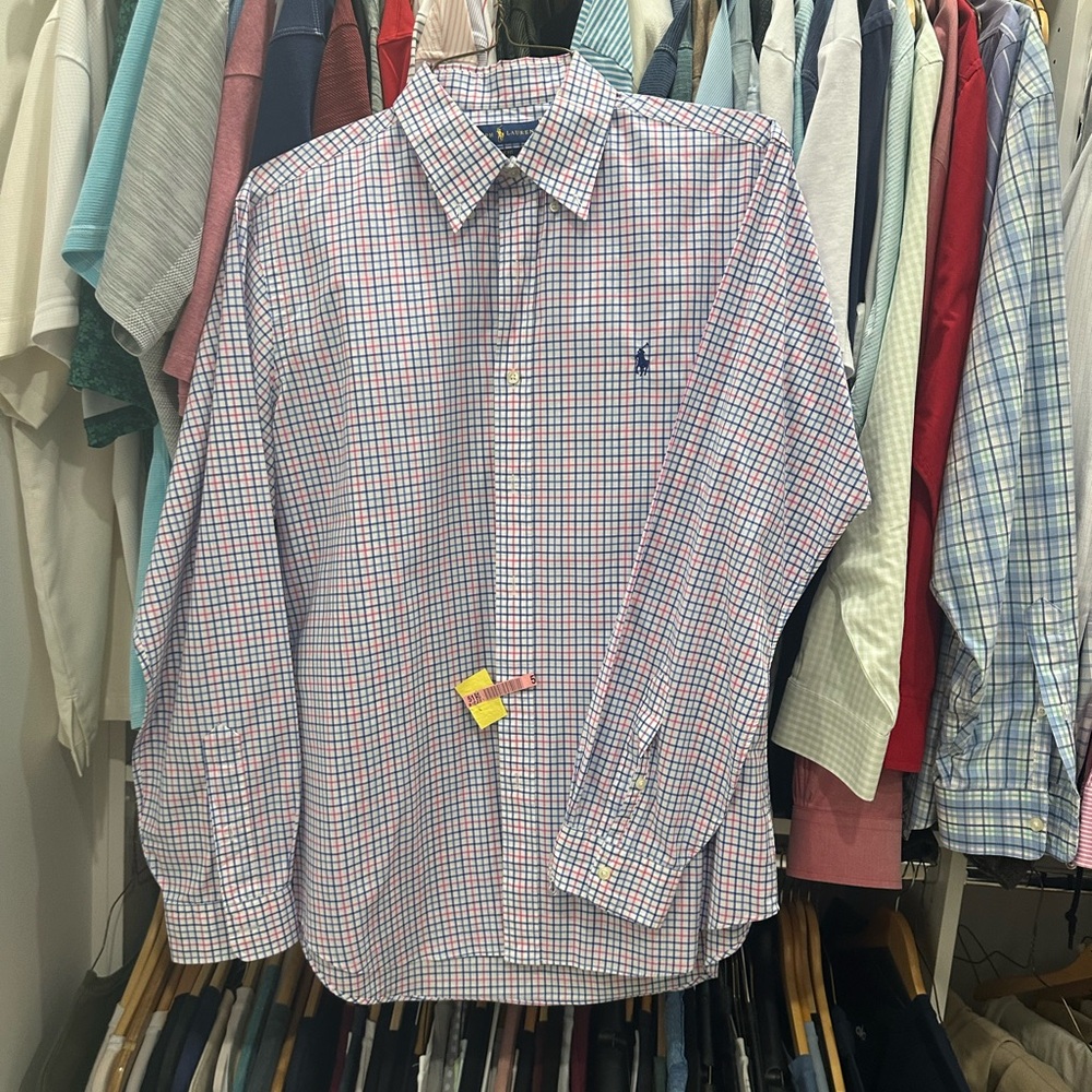 Ralph Lauren Red and Blue Casual Button Down Shirt